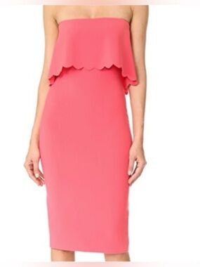 Likely Pink Strapless Scallop Trim Midi Dress Size 6 Small